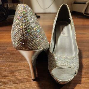 Glitter heels sliver - open toes